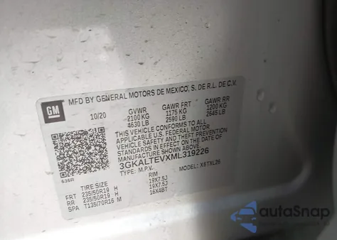 2021 GMC Terrain Awd Sle из США, поврежденный, VIN 3GKALTEVXML319226